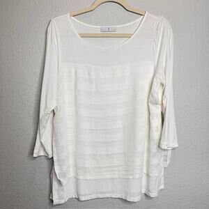 WHYCI Milano Size 44 White Lightweight Silk Blend Double Shirt